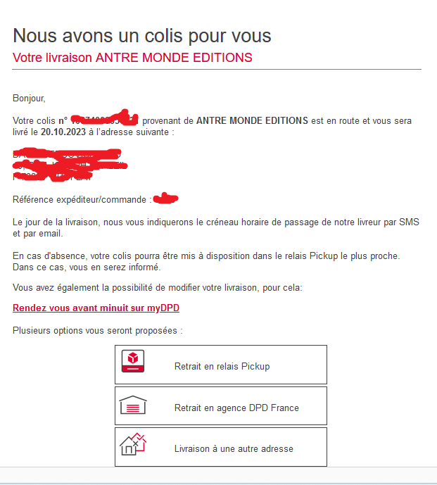 Mail de DPD Capture Mail de DPD